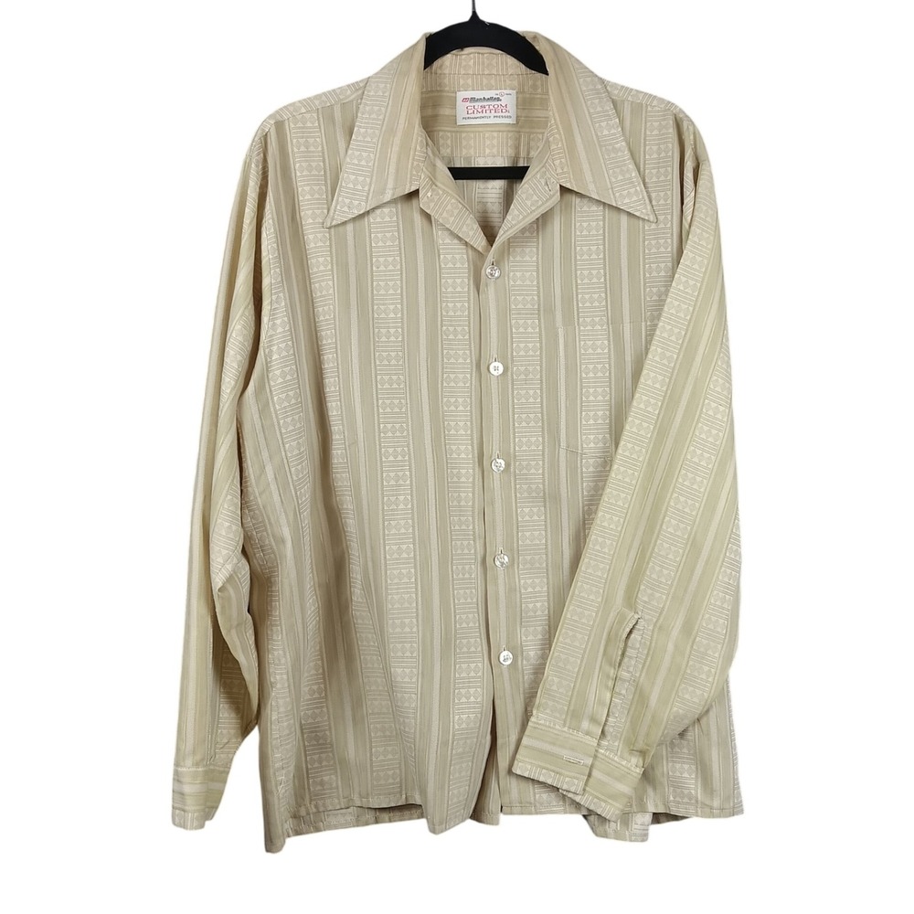 Manhattan Custom Limited Edition Long Sleeve Button Down‎ Shirt Men's Large